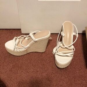 Gorgeous Shein White Tie-up Gladiator Style Wedges